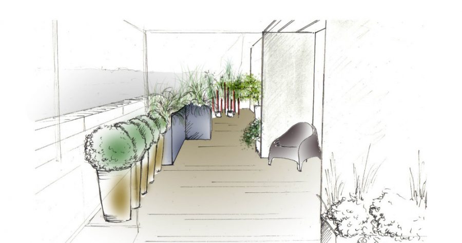 croquis plan terrasse jardin aménagement d'un jardin terrasse Paris